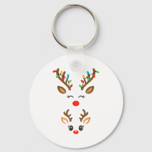 Christmas Pregnancy Reindeer Xmas Lights New Mom T Keychain