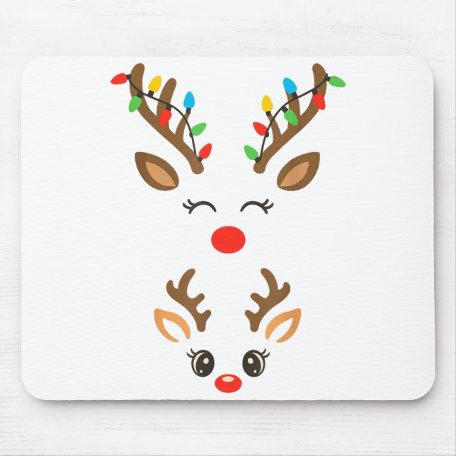 Christmas Pregnancy Reindeer Xmas Lights New Mom T Mouse Pad (Front)