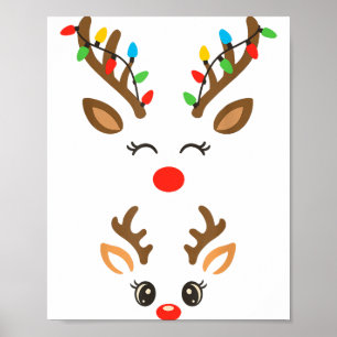 Christmas Pregnancy Reindeer Xmas Lights New Mom T Poster