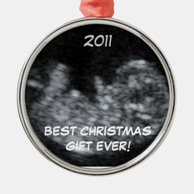 Christmas Pregnancy Surprise Metal Ornament (Front)