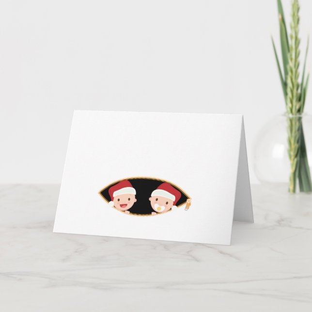 christmas pregnancy twins santa baby twins holiday card (Front)