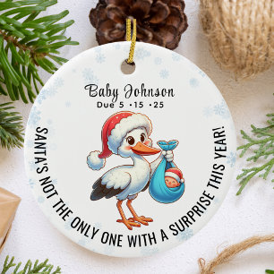 Christmas Pregnant Reveal Funny  Announcement  Ceramic Ornament