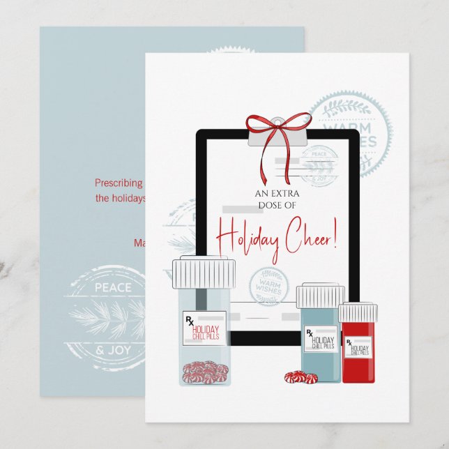 Christmas Prescription for Dose of Cheer  Holiday Card (Front/Back)