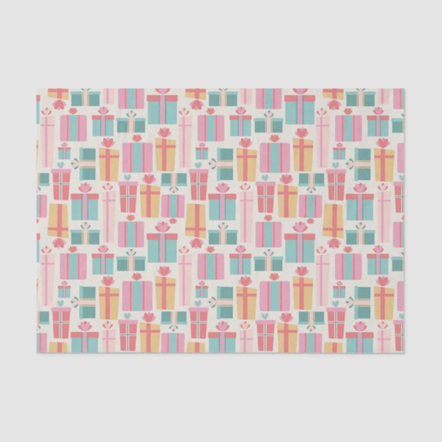 Christmas Present Abstract Pattern Pastel Colors Tissue Paper (Front)