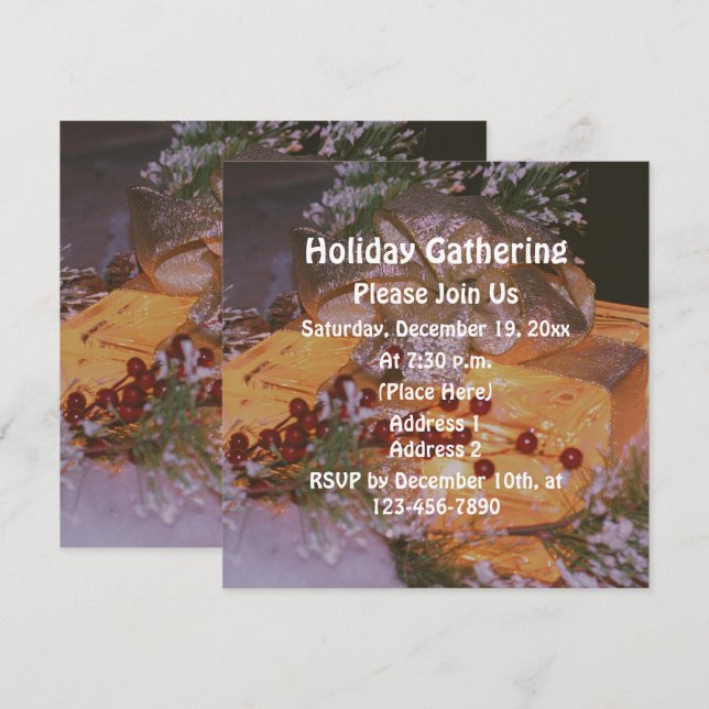 Christmas Present Berries Holiday Party  Invitation (Front/Back)