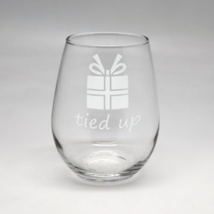 Christmas Present Clear Stemless Wine Glass