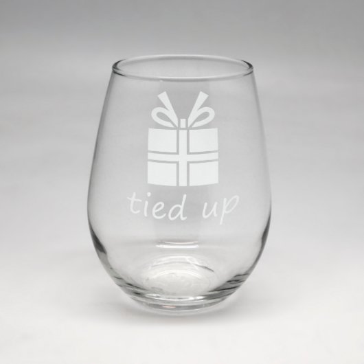 Christmas Present Clear Stemless Wine Glass (Front)