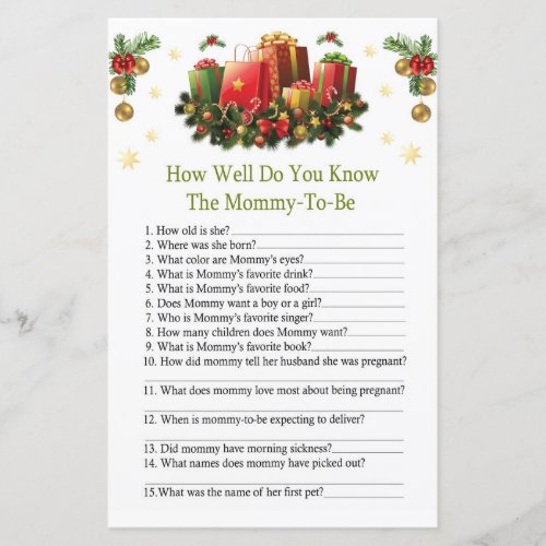 Christmas present how well do you know baby shower