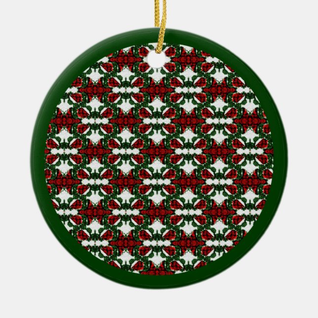 Christmas Present Pattern Ceramic Ornament (Front)