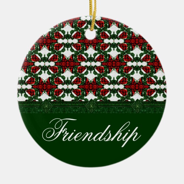 Christmas Present Pattern Ceramic Ornament (Front)