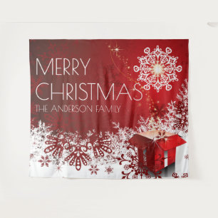 Christmas present surprise snowflake backdrop