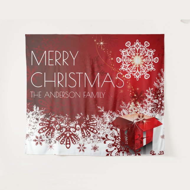 Christmas present surprise snowflake backdrop (Front (Horizontal))