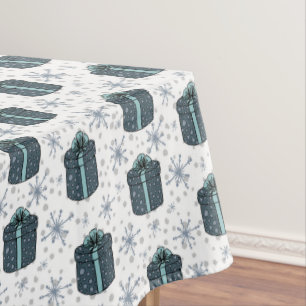 Christmas Presents and Snowflakes  Tablecloth