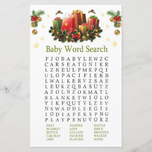 Christmas presents Baby Shower Word Search Game