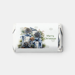 Christmas Presents Blue Ribbon Pinecones Hershey's Miniatures