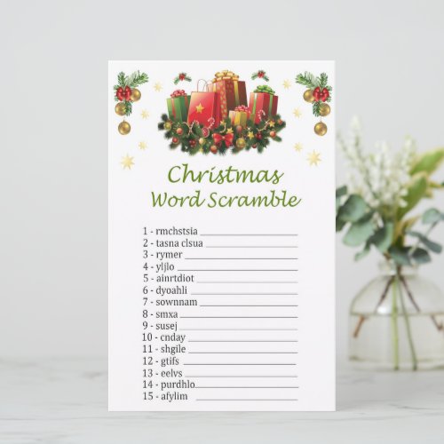 Christmas presents christmas word scramble game