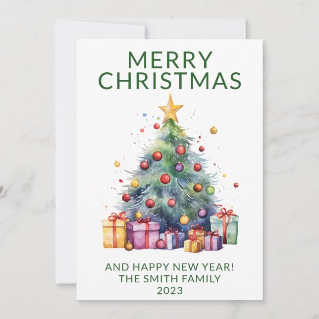Christmas Presents Green Holiday Invitation (Front)