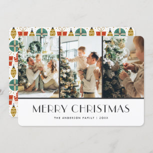 Christmas Presents Ornaments Gloves Snow Photo Holiday Card