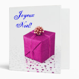 Christmas Presents Purple Pink Joyeux Noel VII 3 Ring Binder