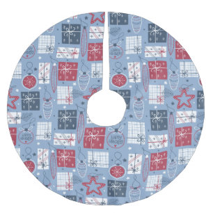 Christmas Presents Red White Blue Festive Decor Brushed Polyester Tree Skirt