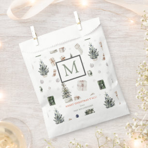 Christmas Presents & Trees Monogram Favor Bag