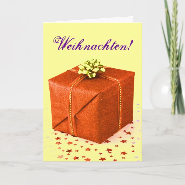 Christmas Presents Weihnachten Orange IV Holiday Card (Front)