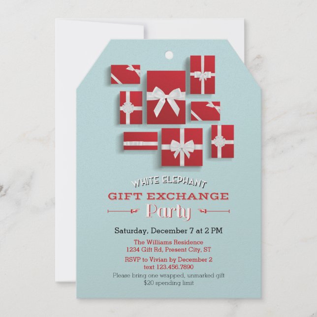 Christmas Presents White Elephant Party Invitation (Front)