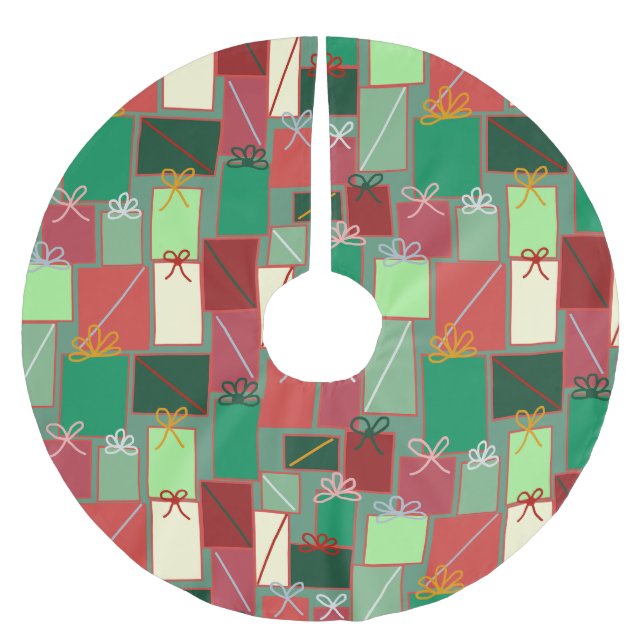 Christmas Presents with Ribbons and Bows Brushed Polyester Tree Skirt (Front)