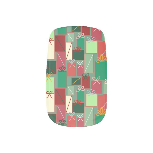 Christmas Presents with Ribbons and Bows Minx Nail Art (Left Thumb)