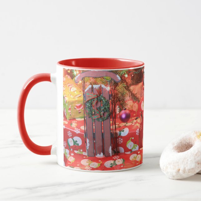 Christmas Presents with Sled MUG (With Donut)
