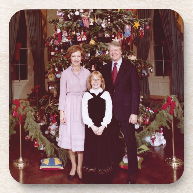 Christmas President James Jimmy Carter White House Beverage Coaster (Front)