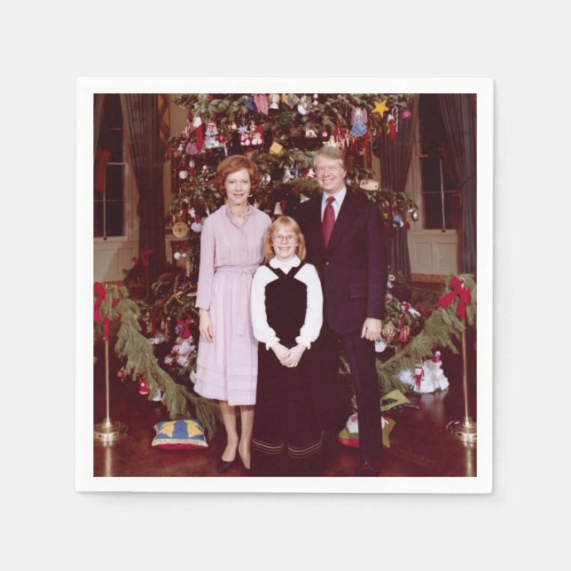 Christmas President James Jimmy Carter White House Napkins (Front)