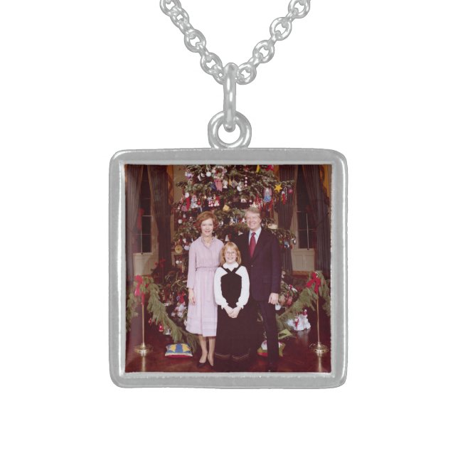 Christmas President James Jimmy Carter White House Sterling Silver Necklace (Front)