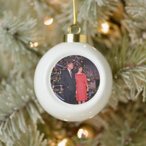 Christmas President John  Jacqueline Kennedy Ceramic Ball Christmas Ornament