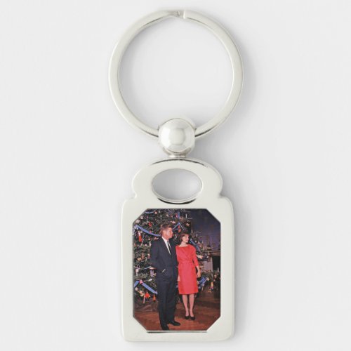 Christmas President John  Jacqueline Kennedy Keychain