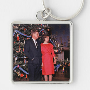 Christmas President John & Jacqueline Kennedy Keychain