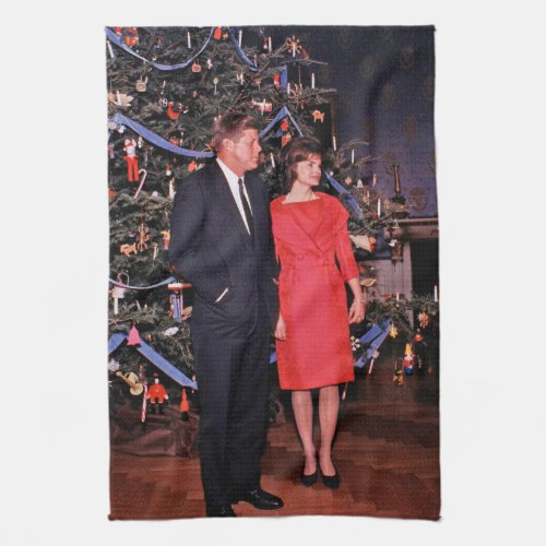 Christmas President John  Jacqueline Kennedy Kitchen Towel