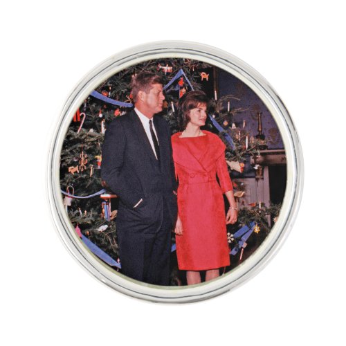 Christmas President John  Jacqueline Kennedy Lapel Pin