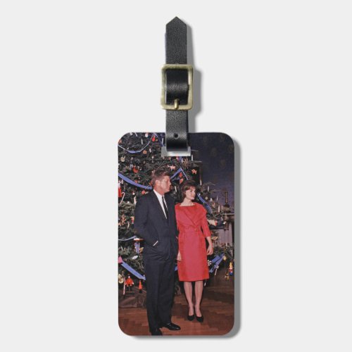 Christmas President John  Jacqueline Kennedy Luggage Tag