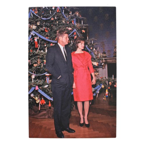 Christmas President John  Jacqueline Kennedy Metal Print