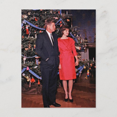 Christmas President John  Jacqueline Kennedy Postcard