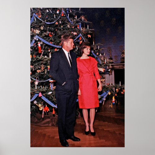 Christmas President John  Jacqueline Kennedy Poster