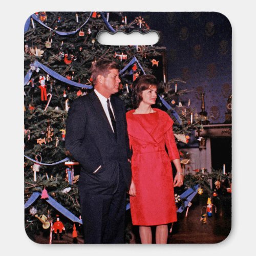 Christmas President John  Jacqueline Kennedy Seat Cushion