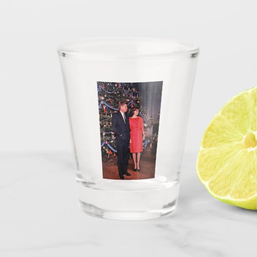 Christmas President John  Jacqueline Kennedy Shot Glass