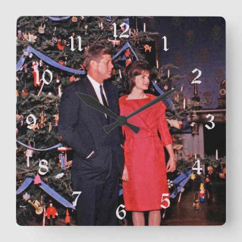 Christmas President John  Jacqueline Kennedy Square Wall Clock