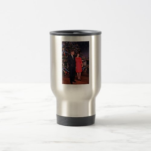 Christmas President John  Jacqueline Kennedy Travel Mug