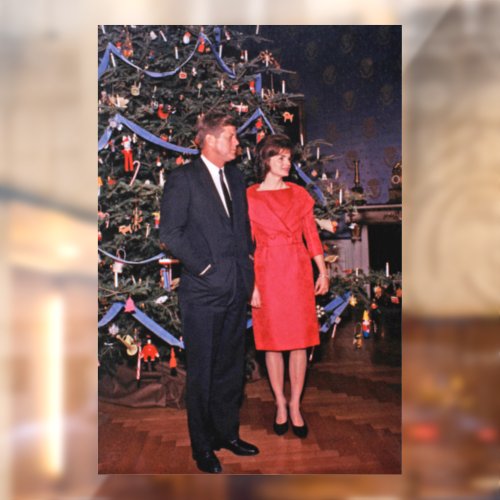 Christmas President John  Jacqueline Kennedy Window Cling