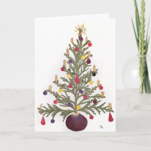 Christmas Pressed Flower Design Holiday Card