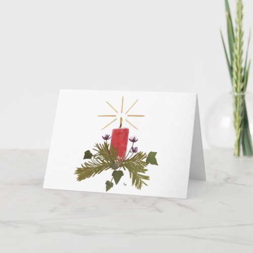 Christmas Pressed Flower Designs Holiday Card