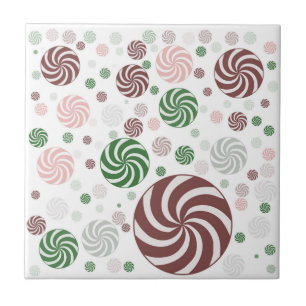 Christmas Pretzel Pattern Ceramic Tile Festive